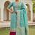 Sea green color beautiful printed with hand work banarasi cotton fabric salwar kameez