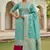 Sea green color beautiful printed with hand work banarasi cotton fabric salwar kameez