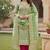 Pista color beautiful printed with hand work banarasi cotton fabric salwar kameez