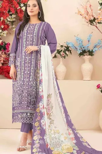 Purple color cotton fabric beautiful and stylish ceremonial salwar suit