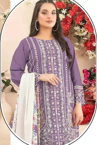 Purple color cotton fabric beautiful and stylish ceremonial salwar suit