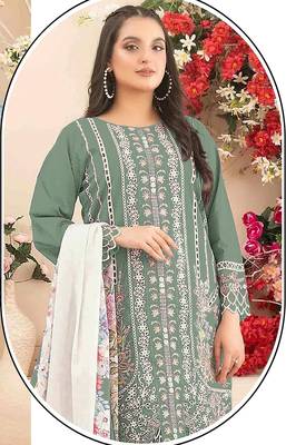 Green color cotton fabric beautiful and stylish ceremonial salwar suit 2