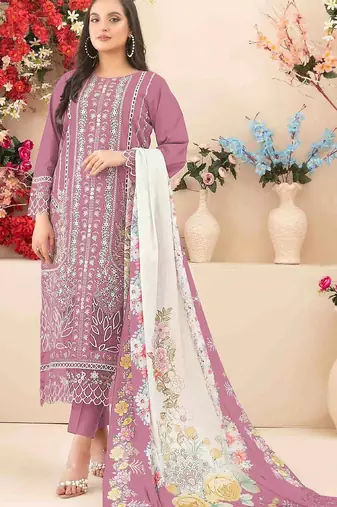 Pink color cotton fabric beautiful and stylish ceremonial salwar suit