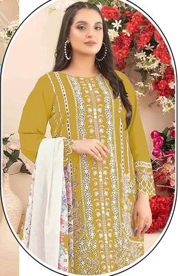 Mustard color cotton fabric beautiful and stylish ceremonial salwar suit 2