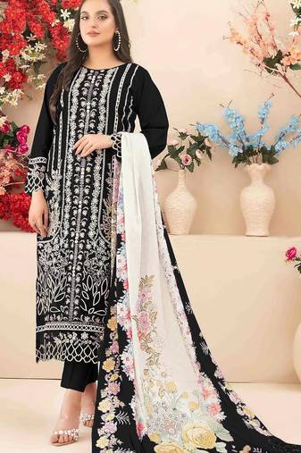 Black color cotton fabric beautiful and stylish ceremonial salwar suit