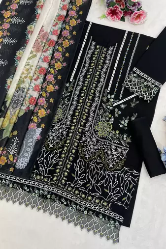 Black color cotton fabric beautiful and stylish ceremonial salwar suit