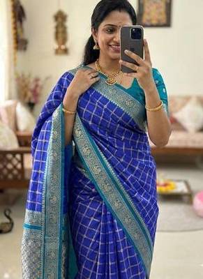 Blue Color Zari Woven  art silk sarees 2