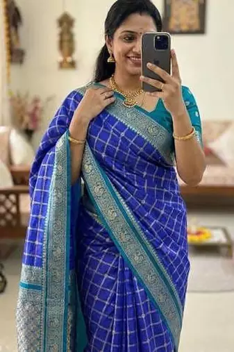 Blue Color Zari Woven  art silk sarees