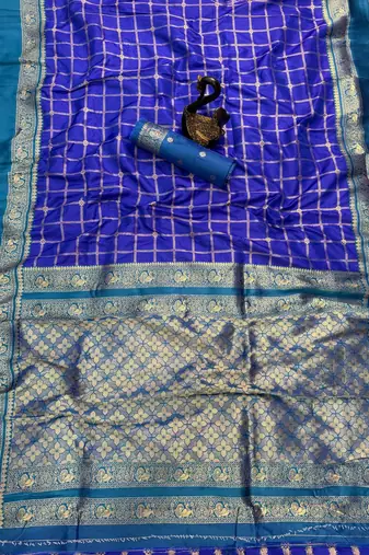 Blue Color Zari Woven  art silk sarees