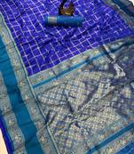 Blue Color Zari Woven  Silk Sarees