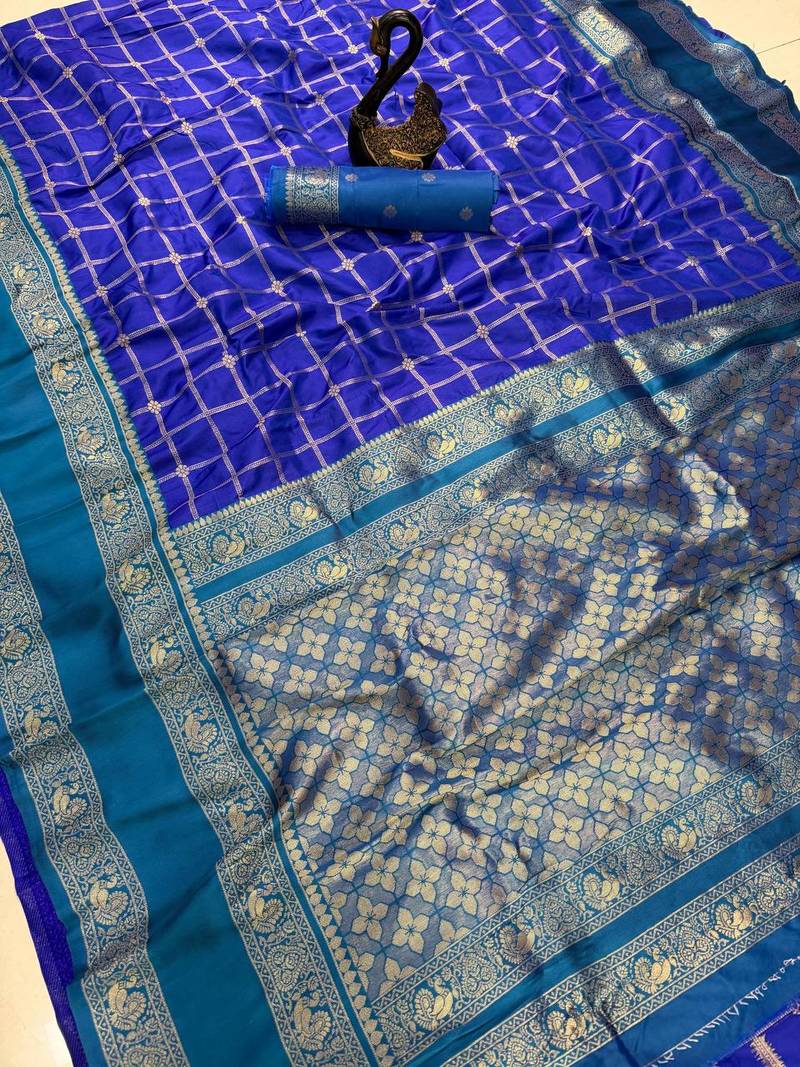 Blue Color Zari Woven  Silk Sarees