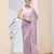 Lavender color designer printed chiffon fabric ceremonial partywear saree