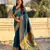 Teal blue paithani silk fabric beautiful traditional rich saree