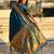 Teal blue color paithani silk fabric beautiful traditional rich saree