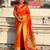 Orange color paithani silk fabric beautiful traditional rich saree