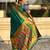 Rama color paithani silk fabric beautiful traditional rich saree