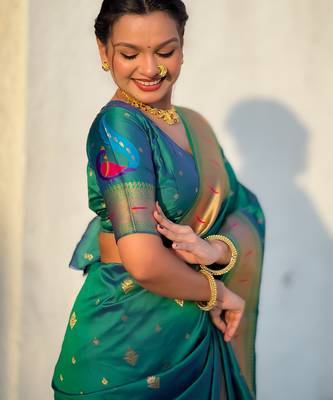 Rama paithani silk blend traditional rich saree 3