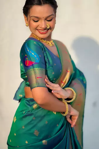 Rama paithani silk blend traditional rich saree