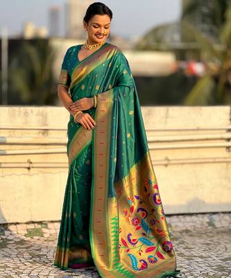 Rama paithani silk blend traditional rich saree 4