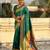 Rama color paithani silk fabric beautiful traditional rich saree