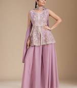 Lavender color star georgette party wear designer peplum sharara set