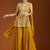 Yellow color star georgette party wear designer peplum sharara set
