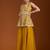 Yellow color star georgette party wear designer peplum sharara set