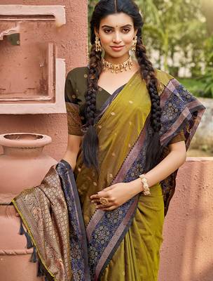 Mahendi smart and ethnic woven soft silk blend saree 2