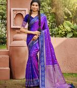 Purple color smart and ethnic woven designer soft silk saree
