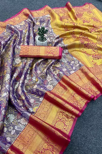 Purple Color Weaving  Zari Border art silk saree 