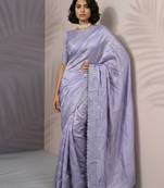 Lavender rasberry silk fabric beautiful embroidered girlie saree