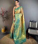 Yellow Color Weaving  Zari Border silk saree 