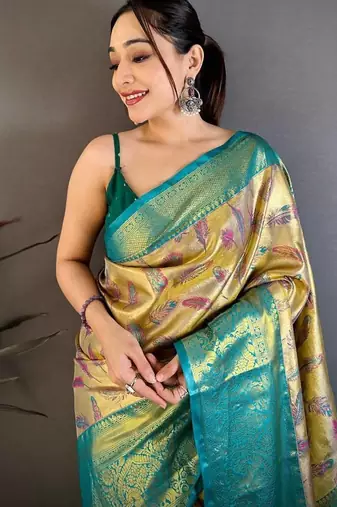 Yellow Color Weaving  Zari Border art silk saree 