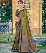 Mahendi color beautiful soft silk woven designer saree