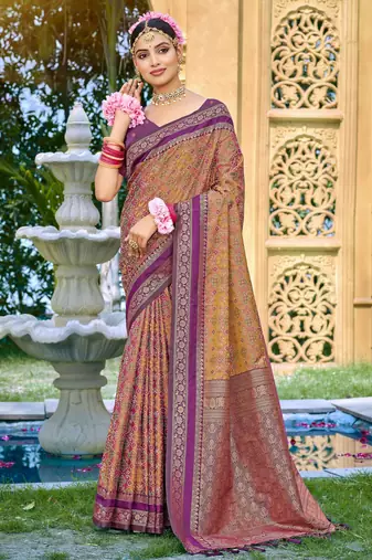 Purple color beautiful soft silk woven designer saree
