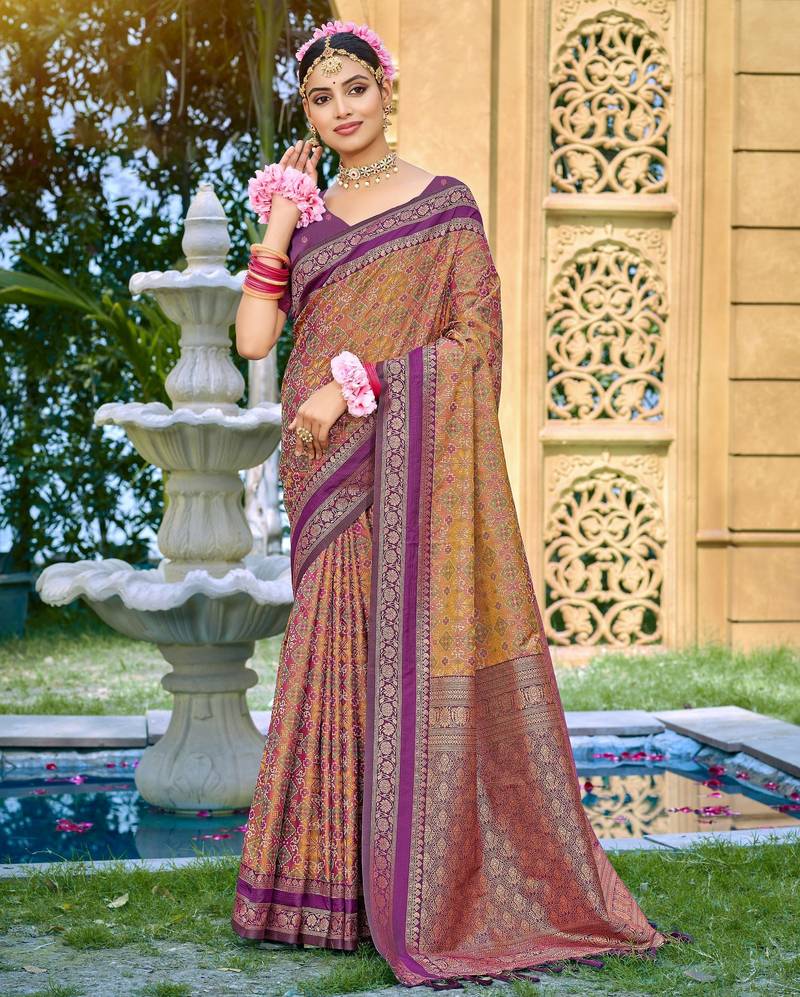 Purple color beautiful soft silk woven designer saree