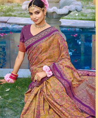 Purple soft silk blend woven saree 2