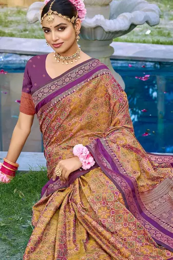 Purple soft silk blend woven saree