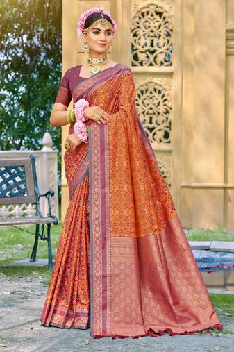Wine color beautiful soft silk woven designer saree