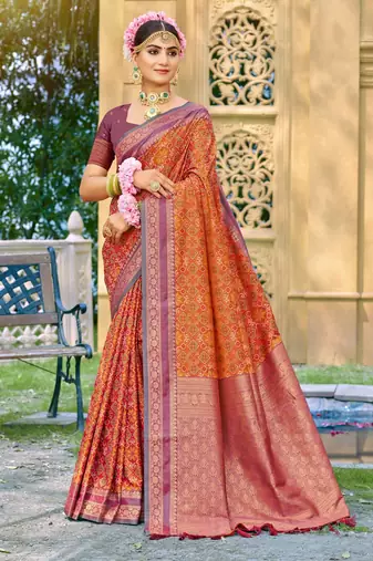 Wine color beautiful soft silk woven designer saree