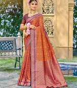 Wine color beautiful soft silk woven designer saree