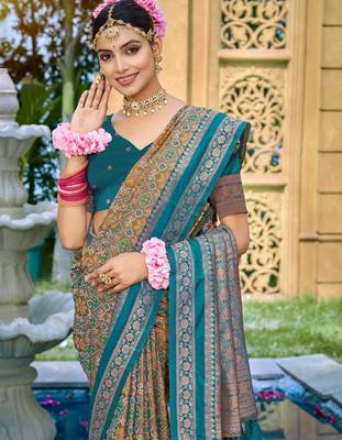 Rama soft silk blend woven saree 2