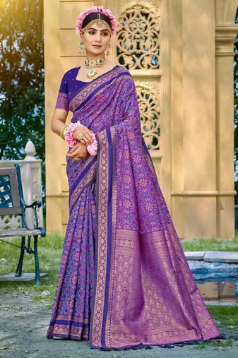 Violet color beautiful soft silk woven designer saree