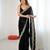 Black color stylish fendy satin silk fabric bollywood style saree