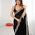 Black color stylish fendy satin silk fabric bollywood style saree