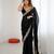 Black color stylish fendy satin silk fabric bollywood style saree