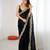 Black color stylish fendy satin silk fabric bollywood style saree
