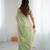Green color stylish fendy satin silk fabric bollywood style saree