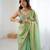 Green color stylish fendy satin silk fabric bollywood style saree