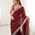 Maroon color stylish fendy satin silk fabric bollywood style saree